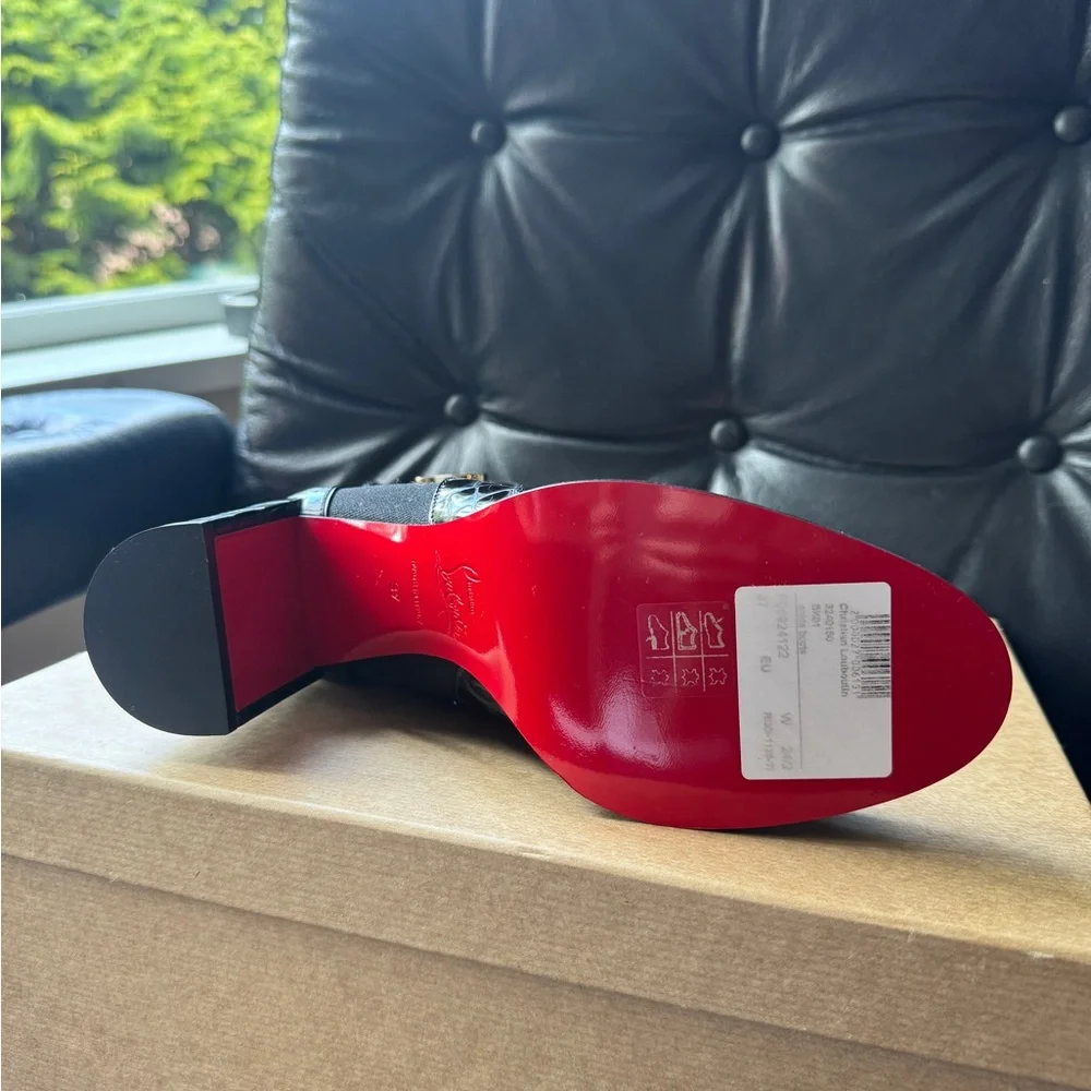 Christian Louboutin Black Ankle Boots with Red Sole - Picture 4 of 9